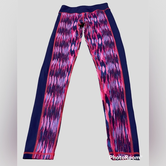 Gianni Bini Athletic Compression Leggings Purple & Pink Print Size Medium VGC - Picture 2 of 5